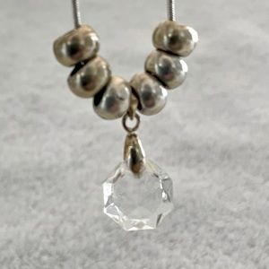 Handmade sterling silver and antique chandelier crystal necklace